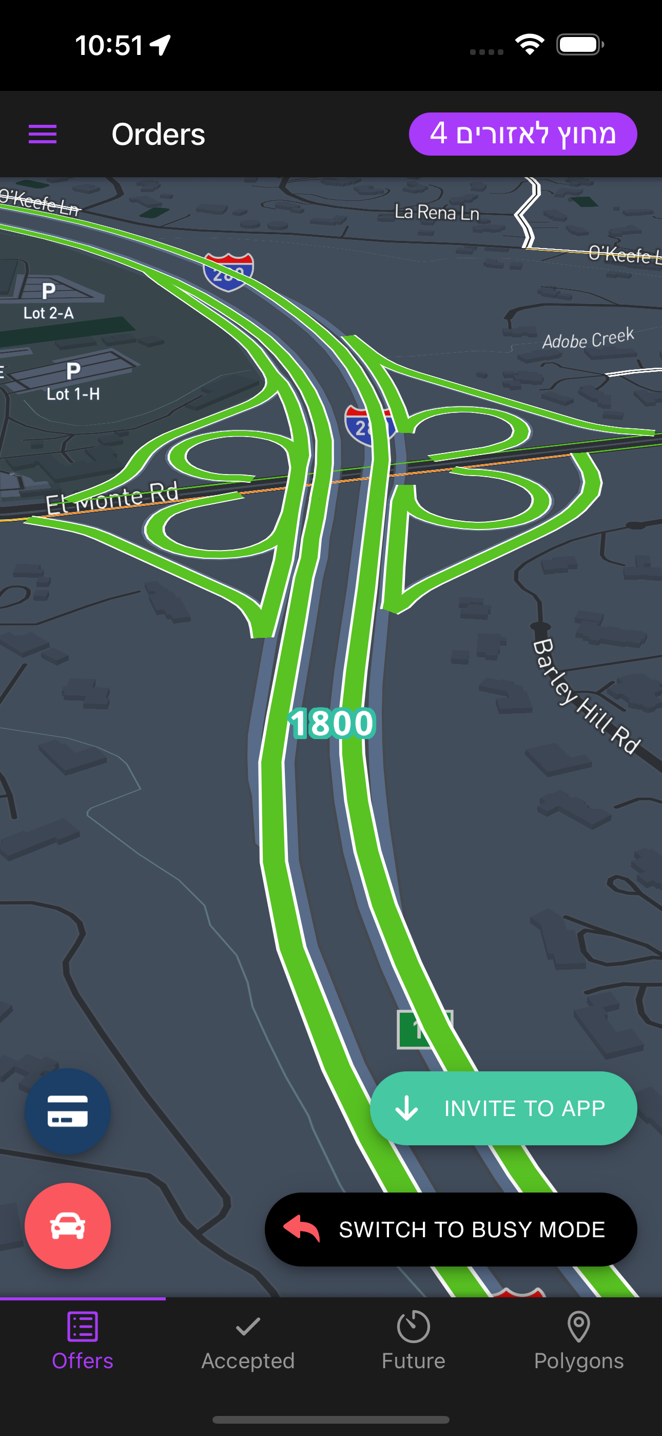 This is the Connect Drivers mobile app map